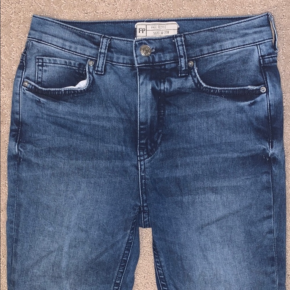 Free People High Rise Ripped Skinny Jeans - Picture 3 of 8